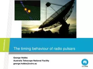 The timing behaviour of radio pulsars