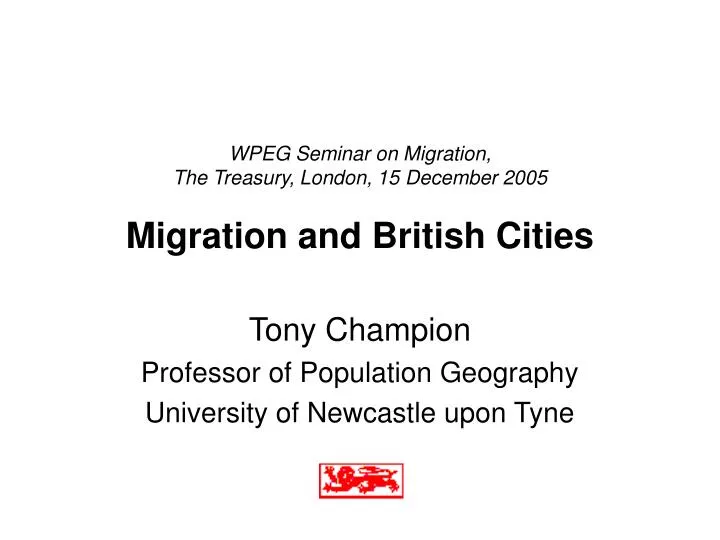 wpeg seminar on migration the treasury london 15 december 2005 migration and british cities