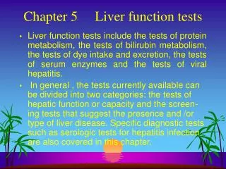 Chapter 5 Liver function tests
