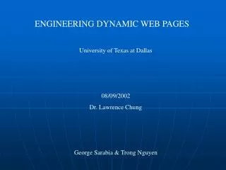 ENGINEERING DYNAMIC WEB PAGES