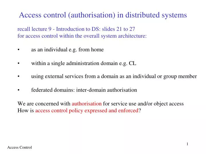 access control authorisation in distributed systems