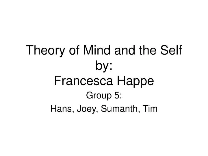 theory of mind and the self by francesca happe