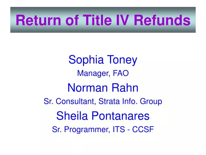 return of title iv refunds
