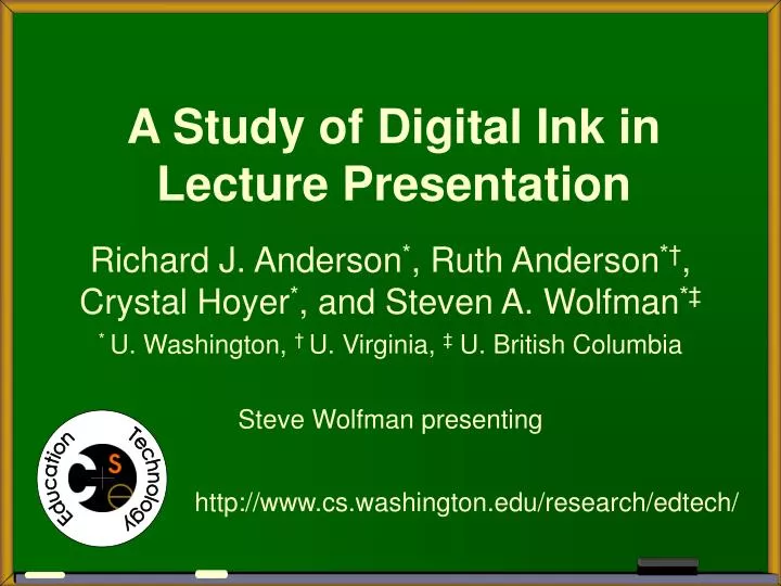 a study of digital ink in lecture presentation