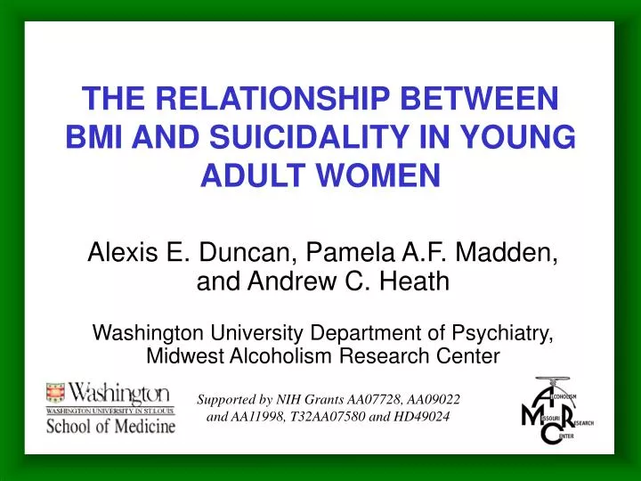the relationship between bmi and suicidality in young adult women