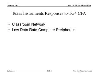 Texas Instruments Responses to TG4 CFA