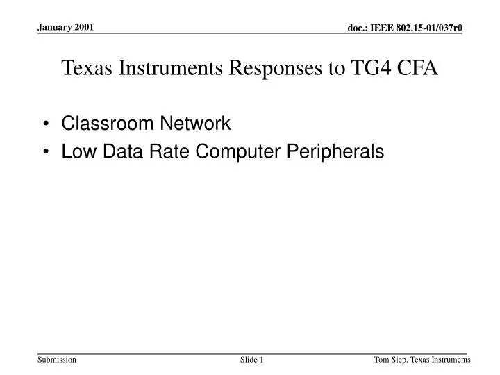 texas instruments responses to tg4 cfa