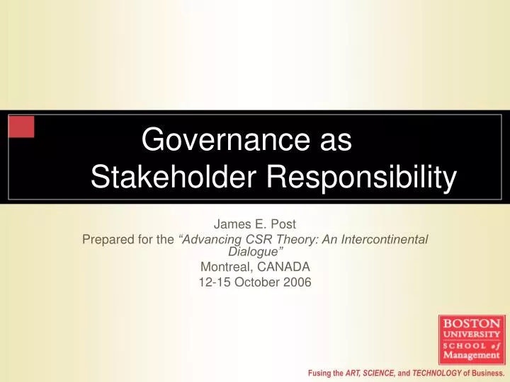 governance as stakeholder responsibility