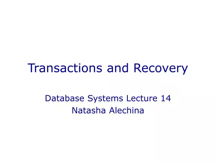 transactions and recovery