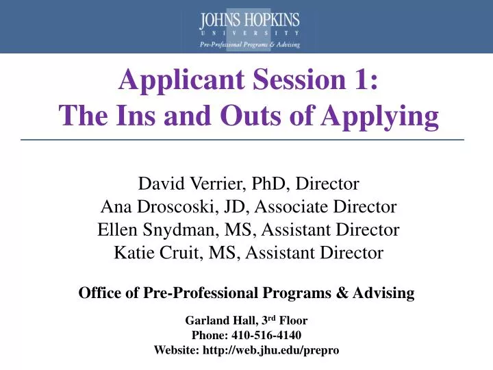 applicant session 1 the ins and outs of applying