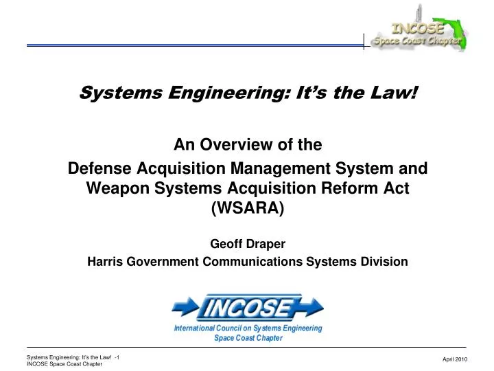 systems engineering it s the law