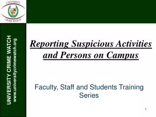 Reporting Suspicious Activities and Persons on Campus