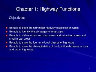 Chapter 1: Highway Functions