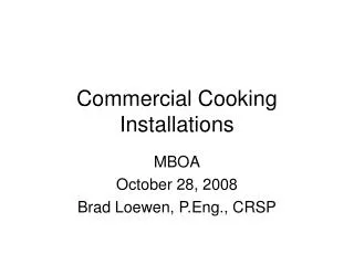Commercial Cooking Installations
