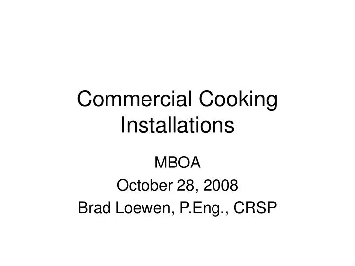 commercial cooking installations