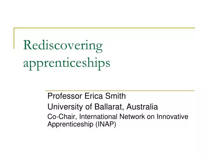rediscovering apprenticeships