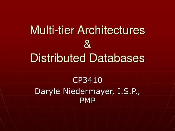 multi tier architectures distributed databases