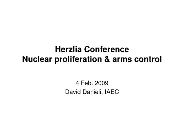 herzlia conference nuclear proliferation arms control