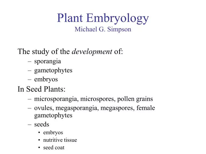 plant embryology michael g simpson