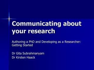 Communicating about your research