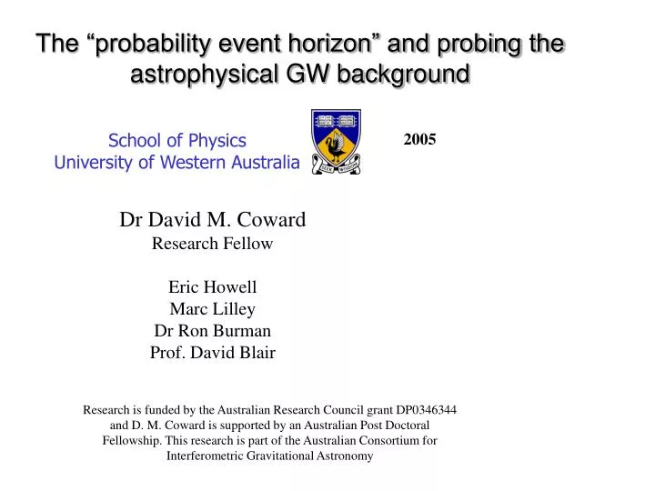 the probability event horizon and probing the astrophysical gw background