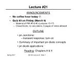 Key Concepts of PN Junctions and Diode Applications in EE130 Lecture 21 - slide 1
