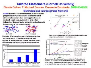 Tailored Elastomers (Cornell University) Claude Cohen, T. Michael Duncan, Fernando Escobedo DMR-0349952