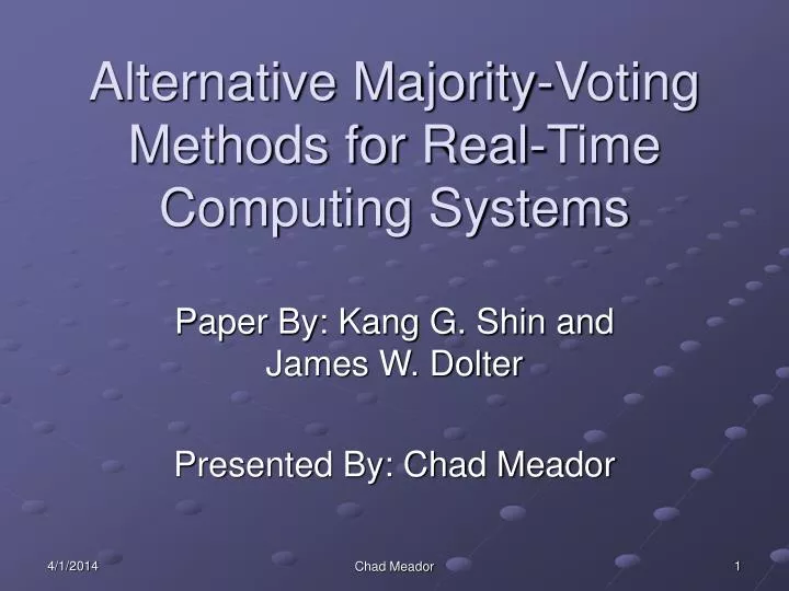 alternative majority voting methods for real time computing systems
