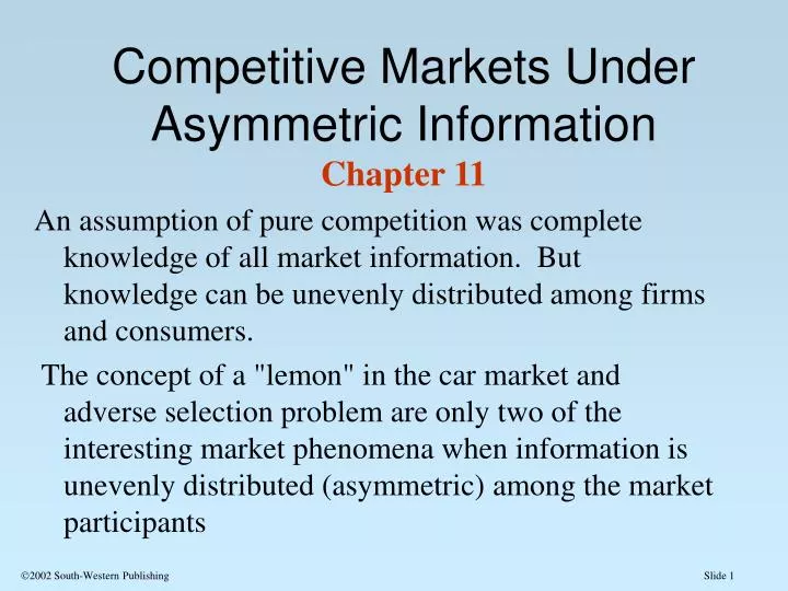 competitive markets under asymmetric information chapter 11