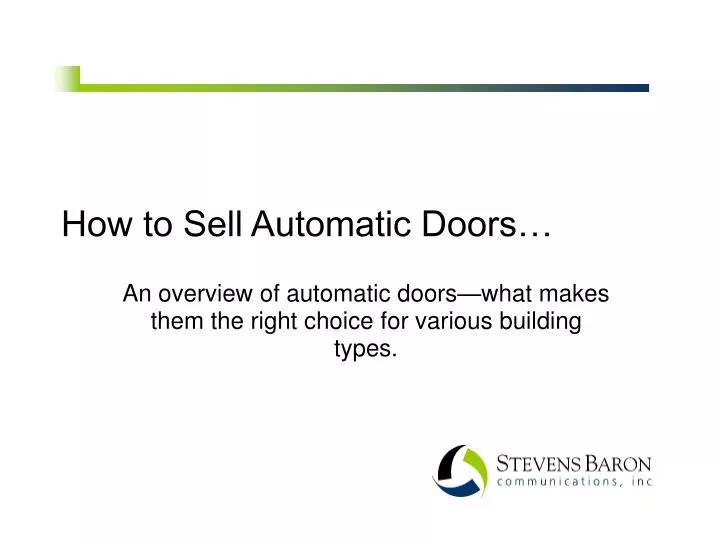 how to sell automatic doors