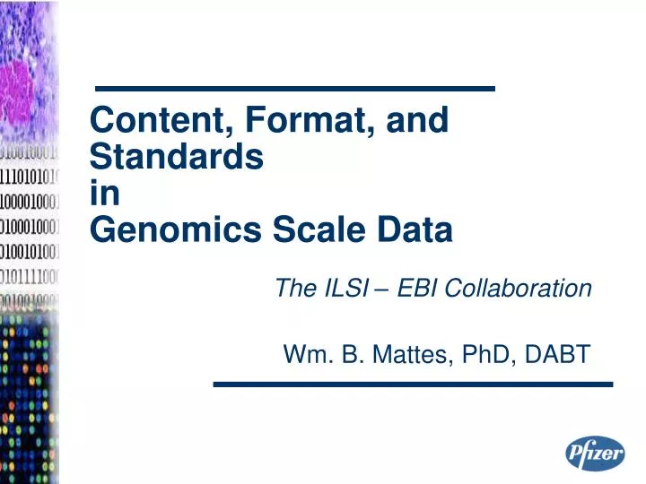 content format and standards in genomics scale data