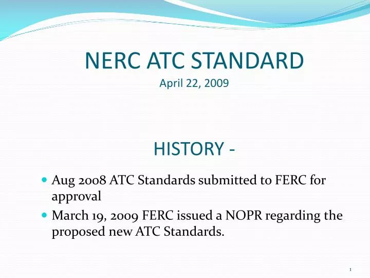 nerc atc standard april 22 2009 history