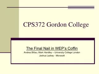 CPS372 Gordon College
