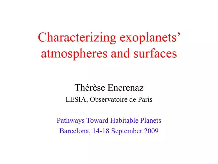 characterizing exoplanets atmospheres and surfaces