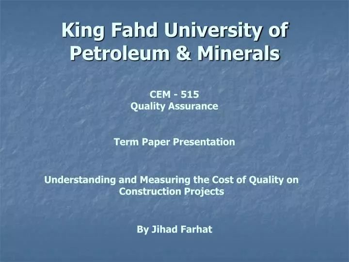 king fahd university of petroleum minerals