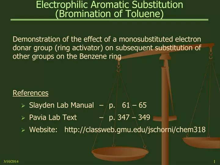 electrophilic aromatic substitution bromination of toluene
