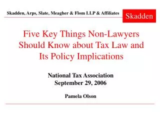 Five Key Things Non-Lawyers Should Know about Tax Law and Its Policy Implications