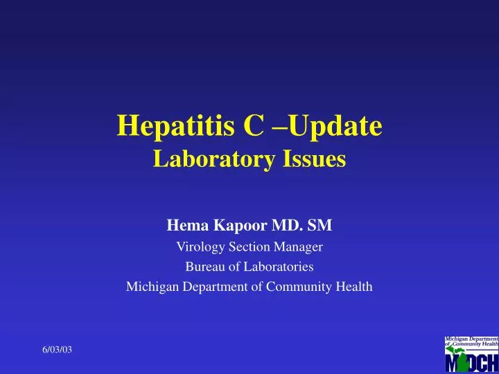 hepatitis c update laboratory issues