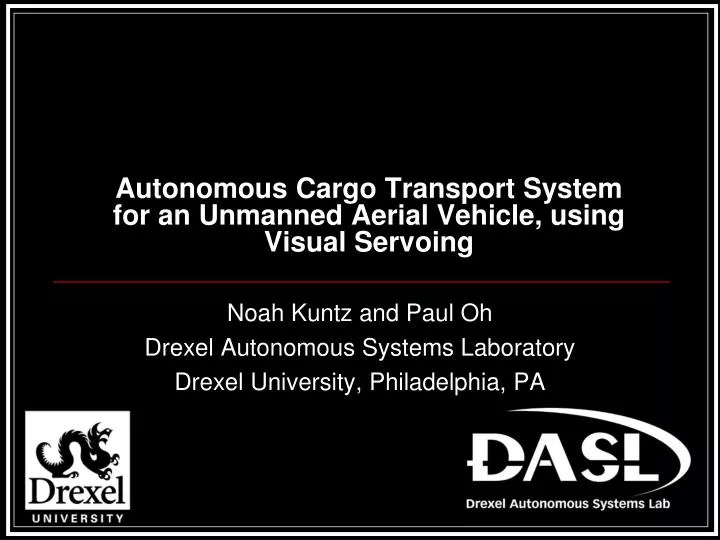 autonomous cargo transport system for an unmanned aerial vehicle using visual servoing