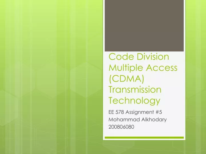 code division multiple access cdma transmission technology