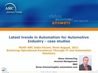 Elmar Zimmerling Account Management B&amp;R Elmar.Zimmerling@br-automation.com