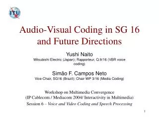 Audio-Visual Coding in SG 16 and Future Directions