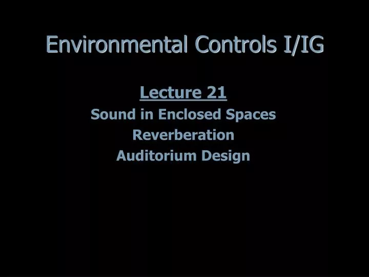 environmental controls i ig