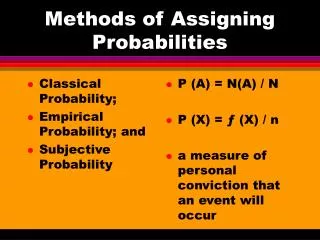 Methods of Assigning Probabilities