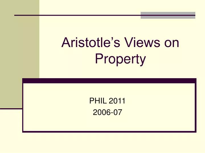 aristotle s views on property