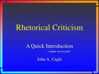 Rhetorical Criticism