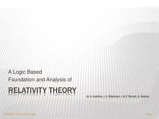 Relativity Theory by H . Andréka , J. X. Madarász, I . &amp; P . Németi , G. Székely