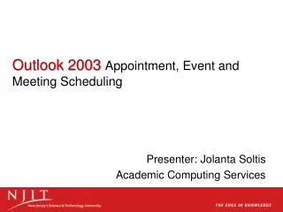 Outlook 2003 Appointment, Event and Meeting Scheduling