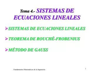Tema 4.- SISTEMAS DE ECUACIONES LINEALES