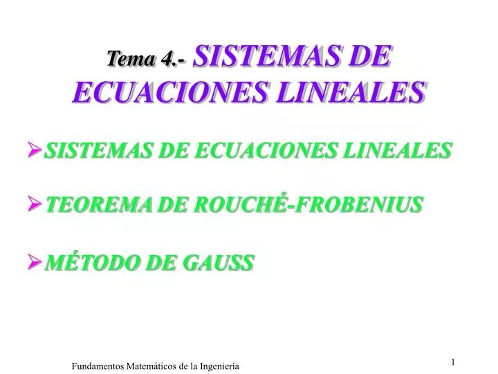 tema 4 sistemas de ecuaciones lineales